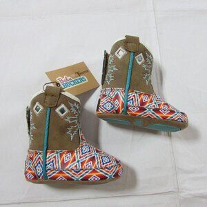 M & F Western Twister Infant Baby Buckers Brynlee Aztec Boots - Brown